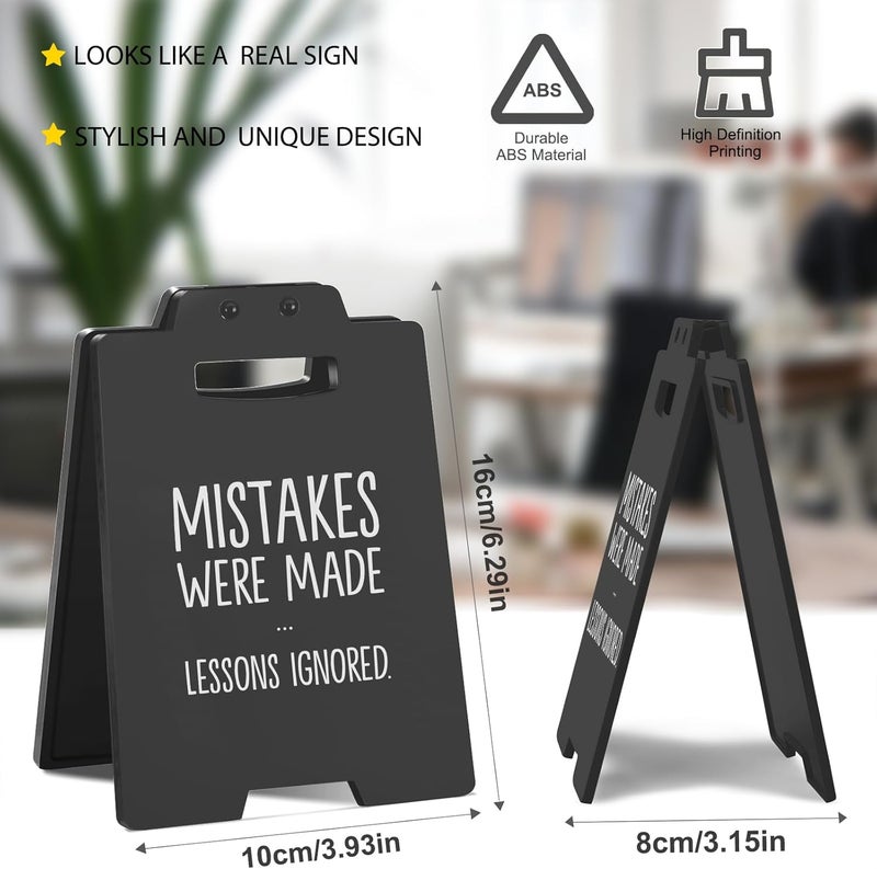 MAMAGIFTREE Mini Funny Desk Accessories Signs, "MISTAKES WERE MADE" -Black Office Humor Decor for Office, Cubicle, Work Desk, Gag Fun Gift for Coworker Teammate Employee Boss - Image 2